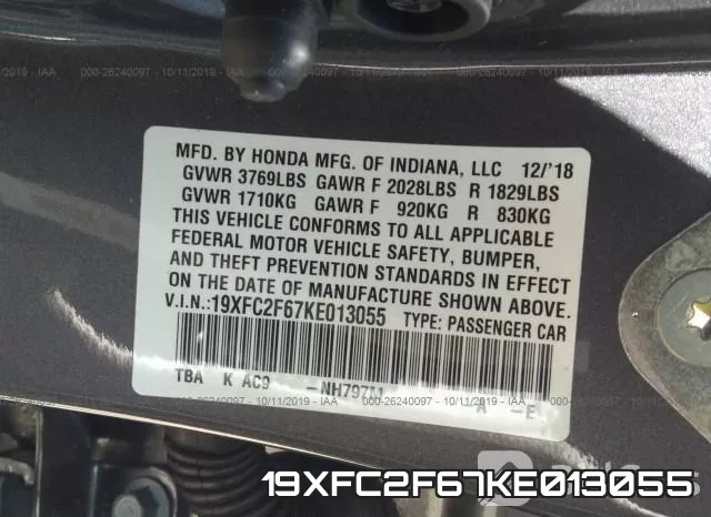 19XFC2F67KE013055 фото 10