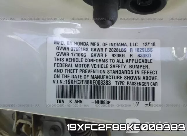 19XFC2F88KE008383 фото 10