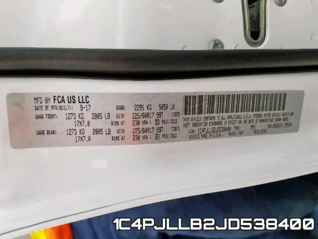 1C4PJLLB2JD538400 фото 2