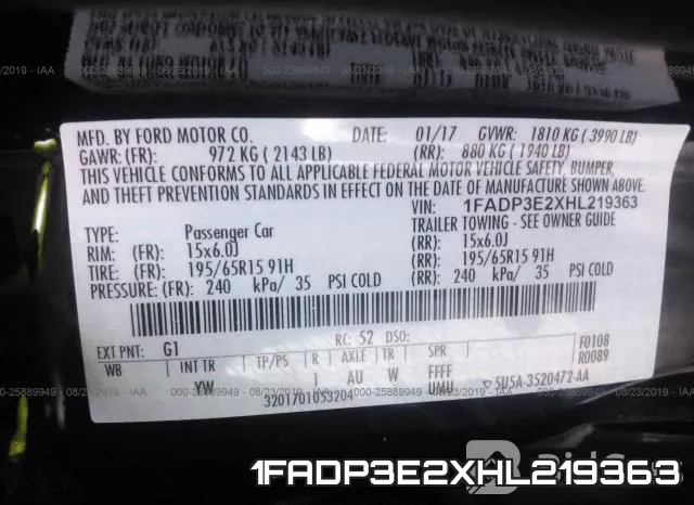 1FADP3E2XHL219363 фото 10
