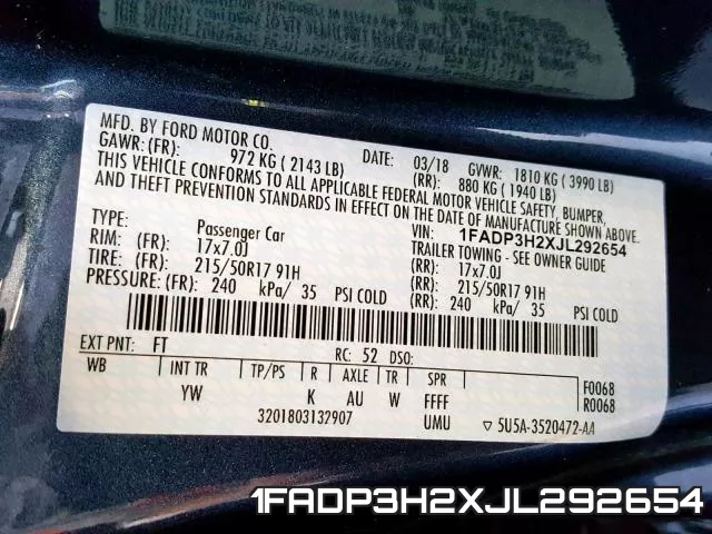 1FADP3H2XJL292654 фото 2