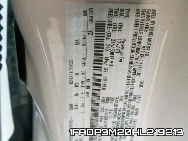 1FADP3M20HL219213 фото 2