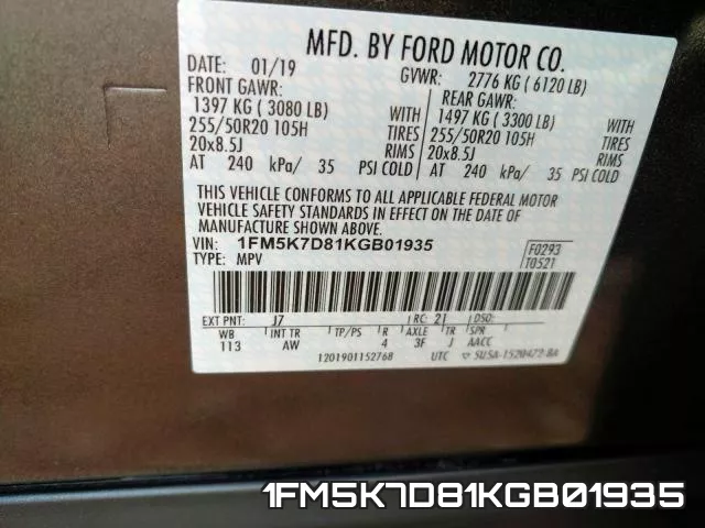 1FM5K7D81KGB01935 фото 2