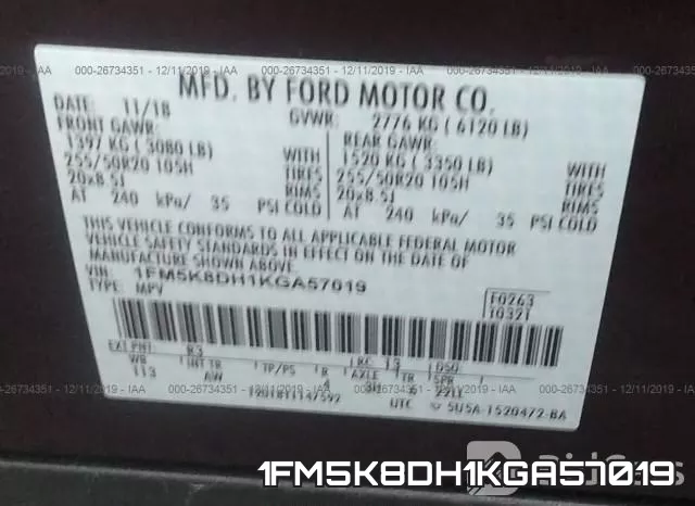 1FM5K8DH1KGA57019 фото 10