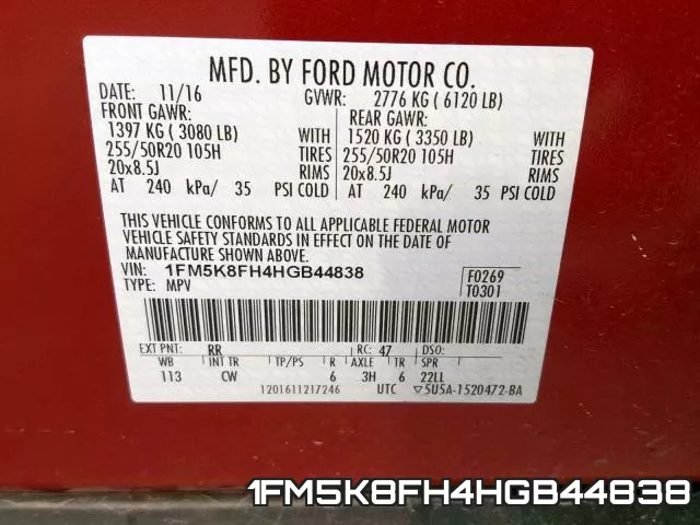 1FM5K8FH4HGB44838 фото 2