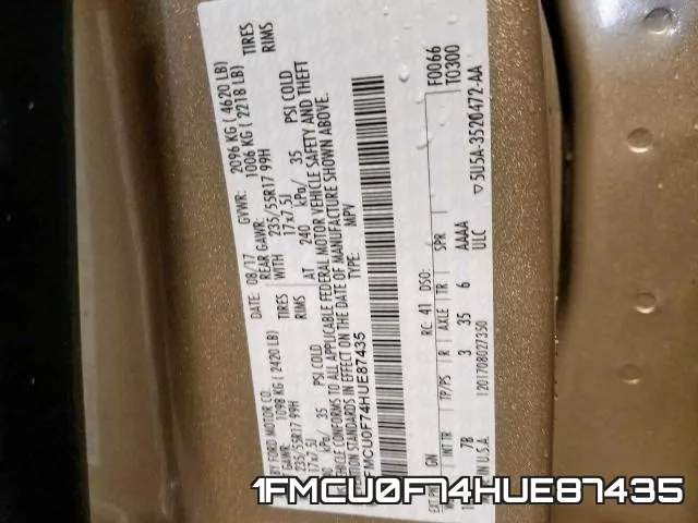 1FMCU0F74HUE87435 фото 2