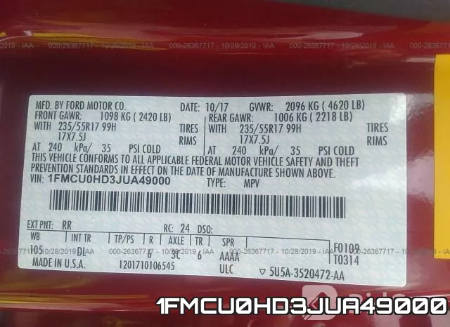1FMCU0HD3JUA49000 фото 10