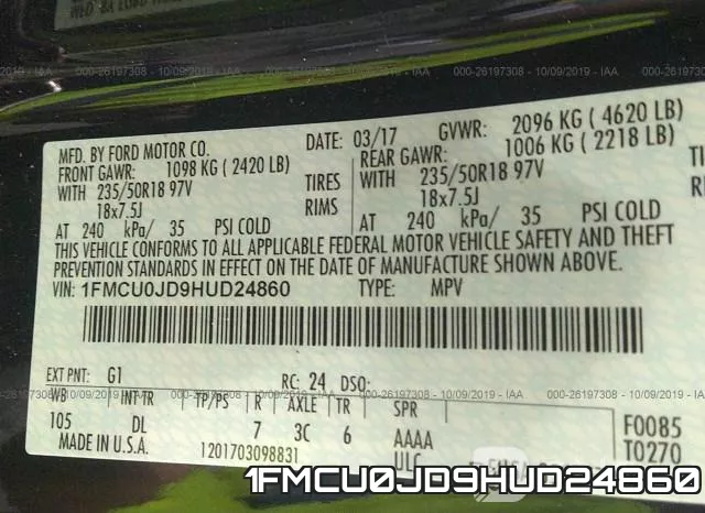 1FMCU0JD9HUD24860 фото 10