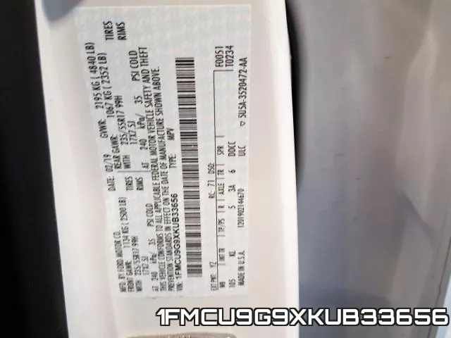 1FMCU9G9XKUB33656 фото 2