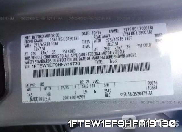 1FTEW1EF9HFA19730 фото 10