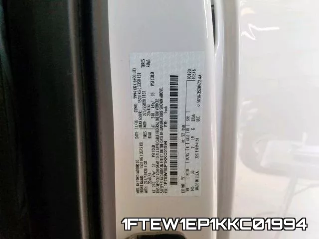 1FTEW1EP1KKC01994 фото 2