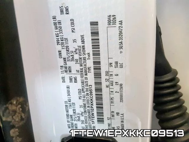 1FTEW1EPXKKC09513 фото 2