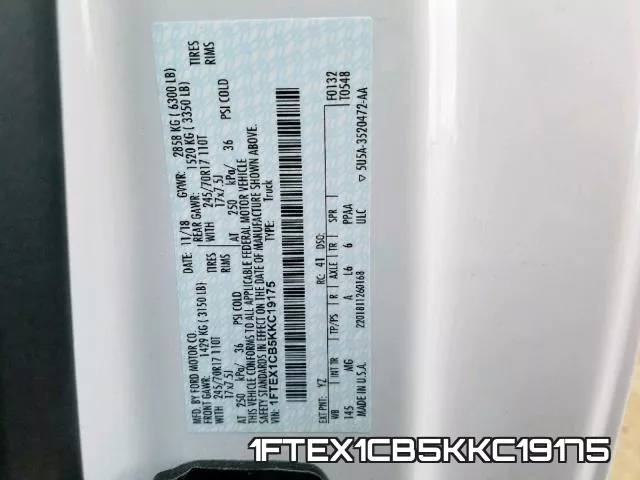 1FTEX1CB5KKC19175 фото 2