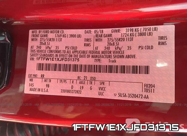 1FTFW1E1XJFD31375 фото 10