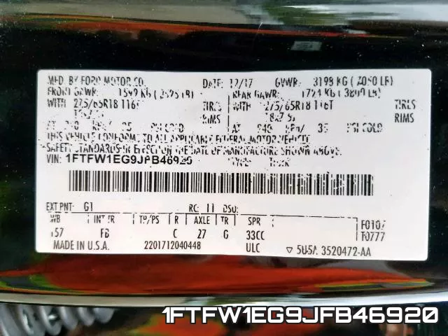 1FTFW1EG9JFB46920 фото 2