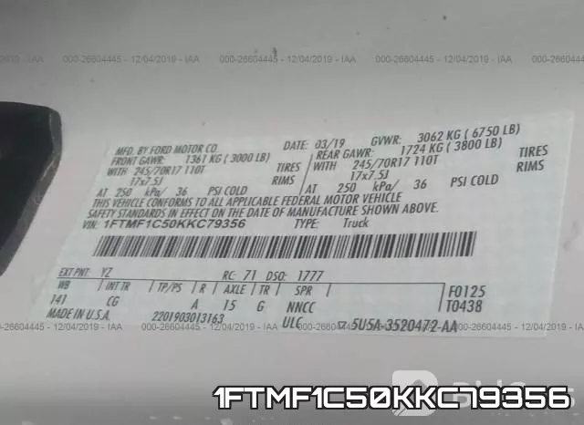 1FTMF1C50KKC79356 фото 10