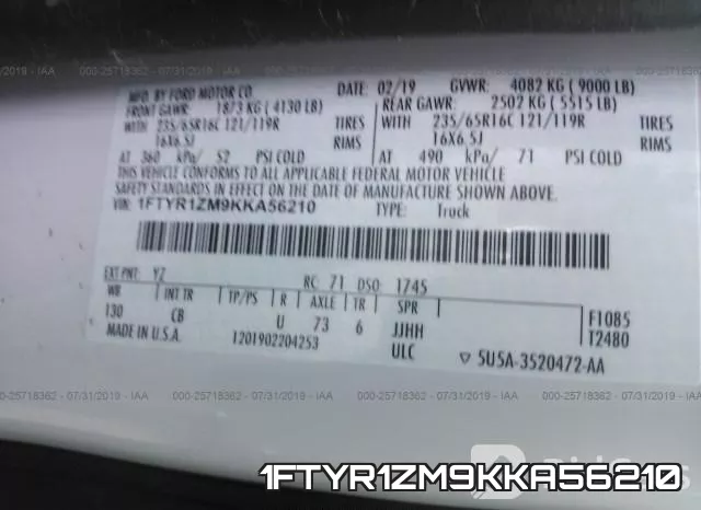 1FTYR1ZM9KKA56210 фото 10
