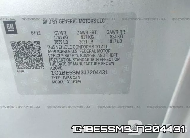 1G1BE5SM3J7204431 фото 10