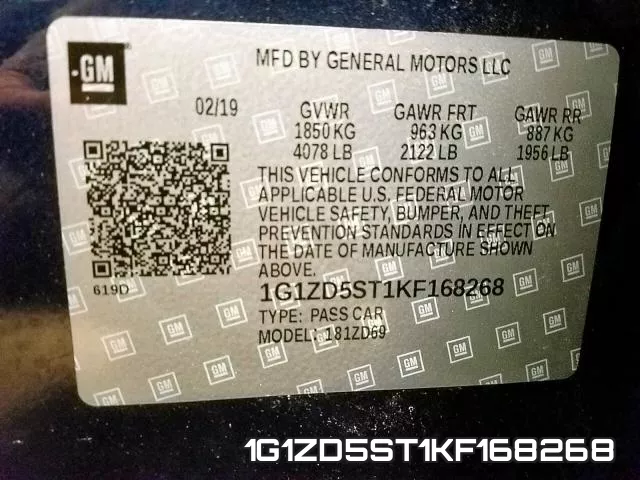 1G1ZD5ST1KF168268 фото 2
