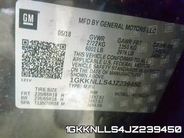 1GKKNLLS4JZ239450 фото 2
