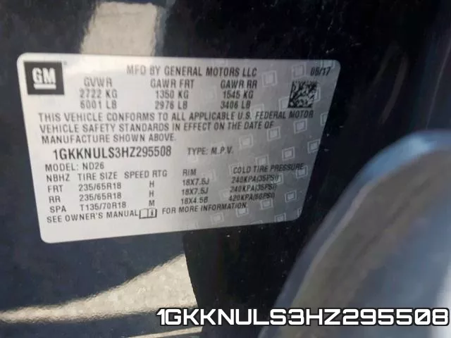 1GKKNULS3HZ295508 фото 2