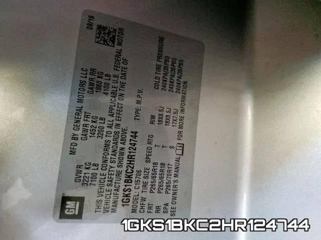 1GKS1BKC2HR124744 фото 2