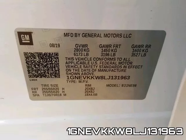 1GNEVKKW8LJ131963 фото 2