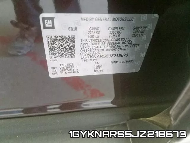 1GYKNARS5JZ218673 фото 2