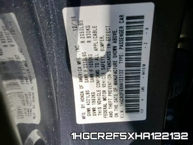 1HGCR2F5XHA122132 фото 2