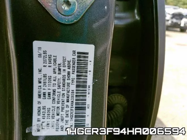 1HGCR3F94HA006594 фото 2