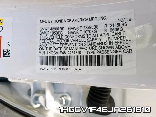 1HGCV1F46JA261810 фото 2