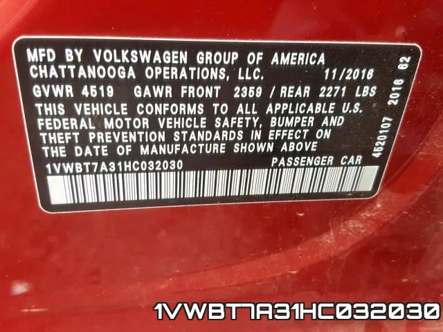 1VWBT7A31HC032030 фото 2