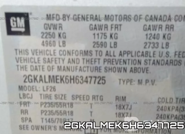 2GKALMEK6H6347725 фото 10