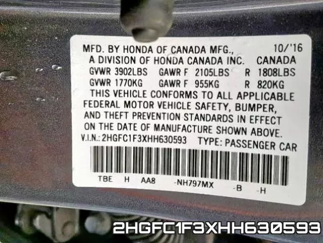 2HGFC1F3XHH630593 фото 2