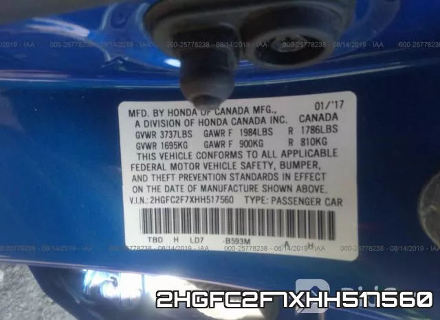 2HGFC2F7XHH517560 фото 10