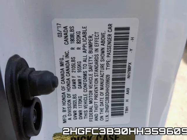 2HGFC3B30HH359609 фото 2