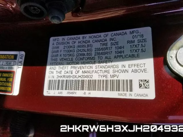 2HKRW6H3XJH204932 фото 2