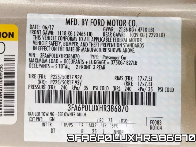 3FA6P0LUXHR386870 фото 2