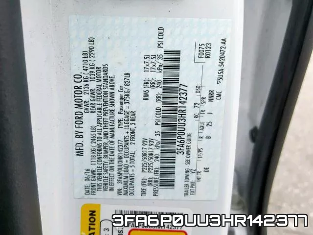 3FA6P0UU3HR142377 фото 2