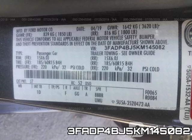 3FADP4BJ5KM145082 фото 10
