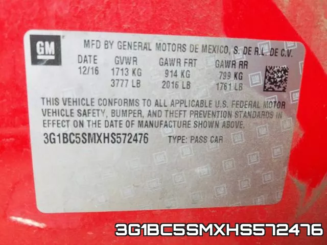 3G1BC5SMXHS572476 фото 2