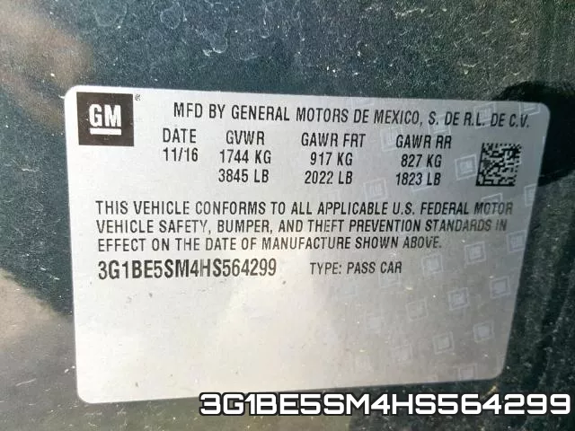 3G1BE5SM4HS564299 фото 2