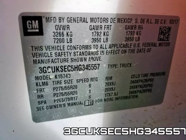 3GCUKSEC5HG345557 фото 2