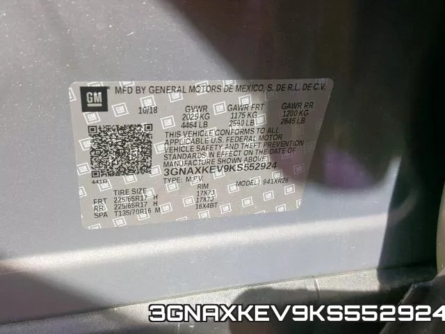 3GNAXKEV9KS552924 фото 2