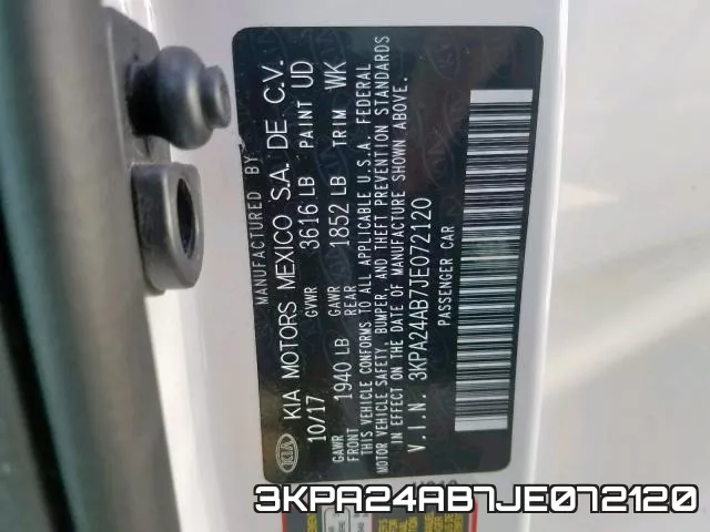 3KPA24AB7JE072120 фото 2