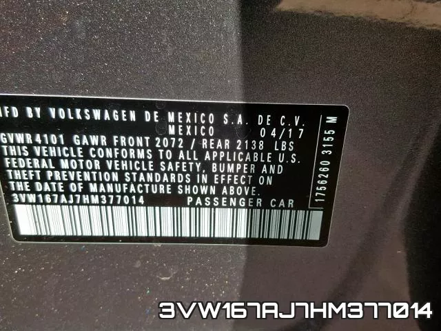 3VW167AJ7HM377014 фото 2