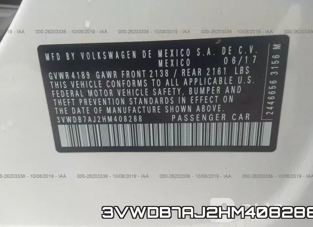 3VWDB7AJ2HM408288 фото 10