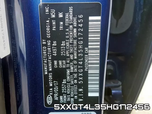 5XXGT4L35HG172456 фото 2