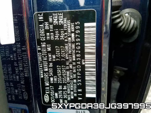5XYPGDA38JG397995 фото 2