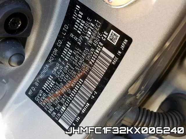 JHMFC1F32KX006240 фото 2